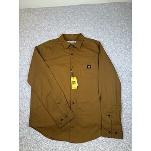 Caterpillar CAT Men's Relaxed Ripstop Long Sleeve Shirt Bronze Brown Size L NWT